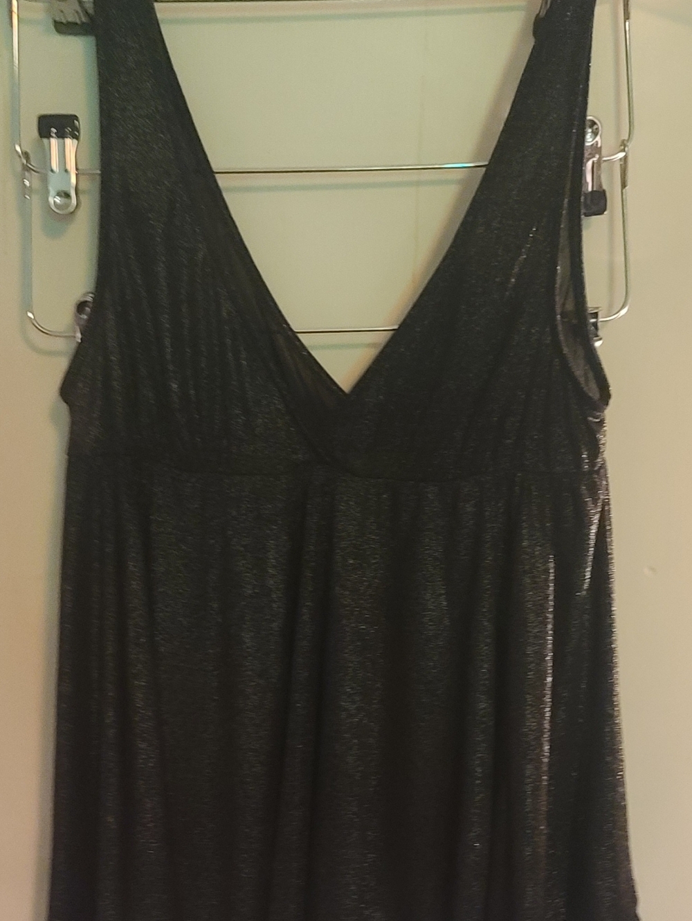 Victoria SecreyBlack Shimmery V-Neck Babydoll Camisole M